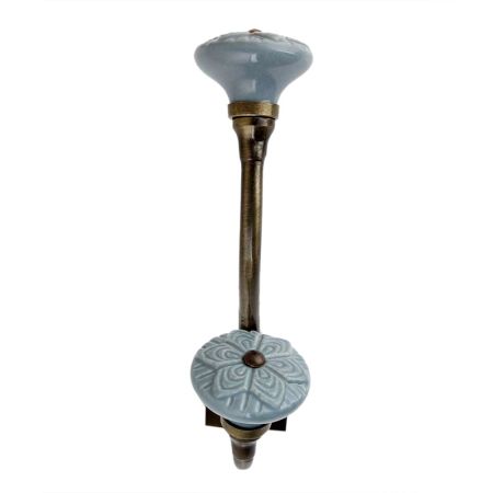 Grey Wheel Flower Ceramic Antique Iron Hook